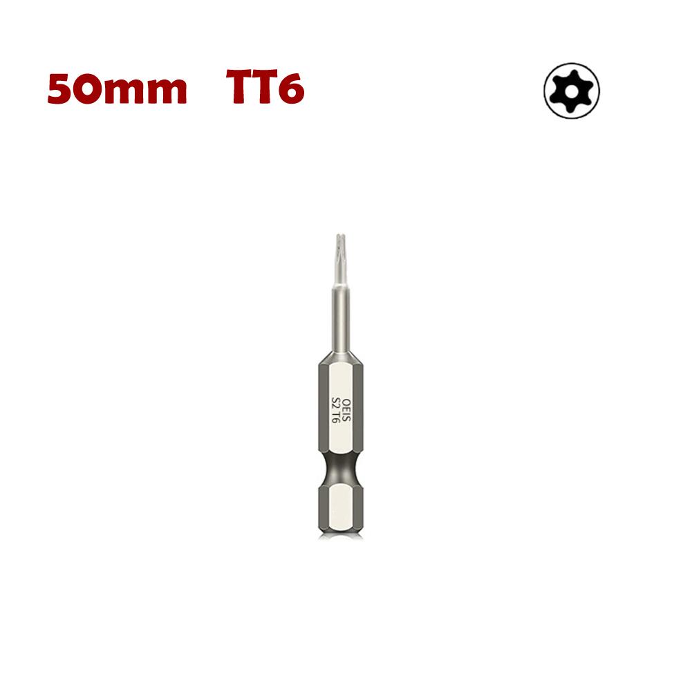 50mm magnetický dutý šroubovák Torx bity 1/4 palcové elektrické šroubováky ze slitinové oceli se šestihrannou stopkou hlava T7-T40