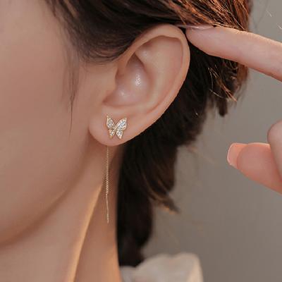 Zircon Butterfly Earrings Delicate Simple Golden Butterfly Earrings