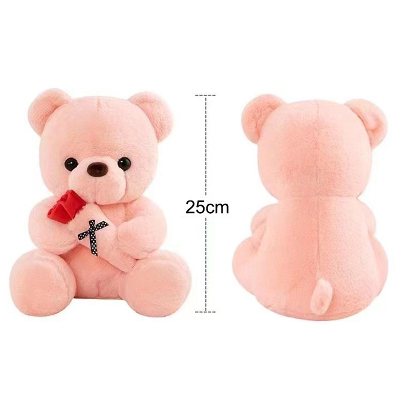 Valentines Gift Wedding Rose Bear Plush Toy 25cm Softly Stuffed for Sweet Moments