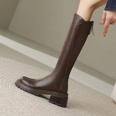 Long Tube Boots Women's Knight Boots Thick Heel Retro Long Boots for Women Versatilen Winter New Height Increa  De Mujer