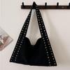 Women's Deerskin Tote with Metal Rivets - Spring/Summer 2025 Casual Shoulder Bag