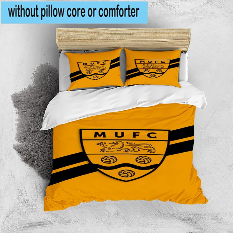 3pcs Football Crest Printed Bedding Set Duvet Cover Closure Includes 1 Duvet Cover & 2 Pillowcases Bedding Sets Home Decor Gifts
