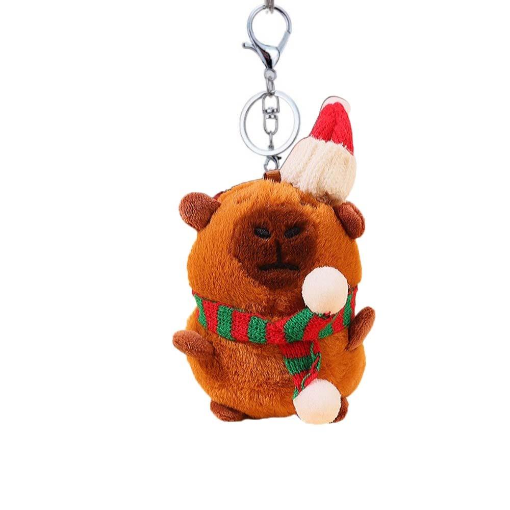 Cross Dressing Scarf Capybara Keychain PP Cotton Plush Animal Key Ring  Ornaments