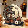 Decorative Paper Napkin Stand Halloween Wood Holder, Rustic Ghost Skeleton Owl Pumpkin Dispenser, Gift for Lovers Vintage Tabletop Standing