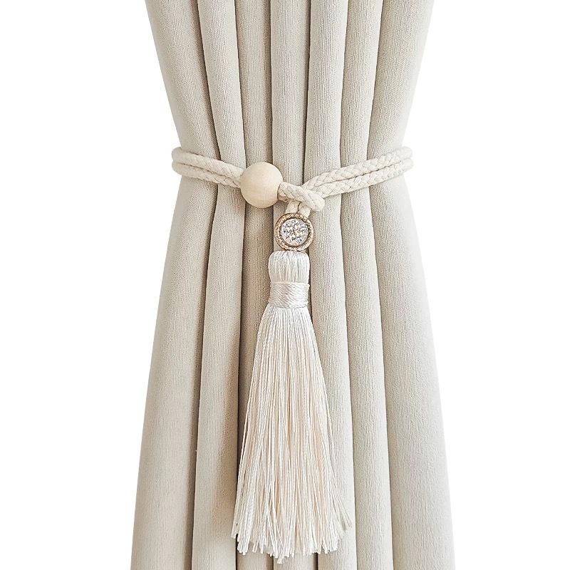 Nordic Wooden Yarn Tassel Curtain Tieback Rope