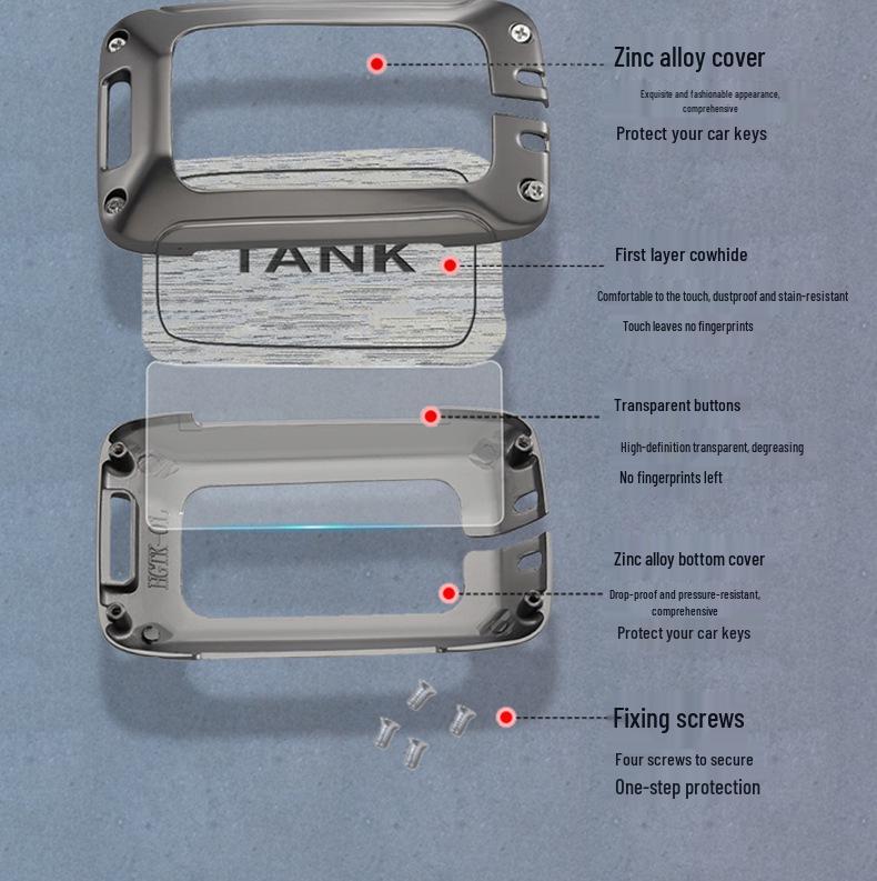 Tank 300 Key Case: Iron Man Shell Buckle, Cyber Style for Men & Women.