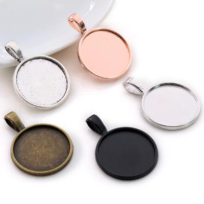 10pcs 20mm Inner Size Rhodium Antique Silver Plated Bronze Rose Gold 5 Colors Classic Style Cabochon Base Setting Charms Pendant