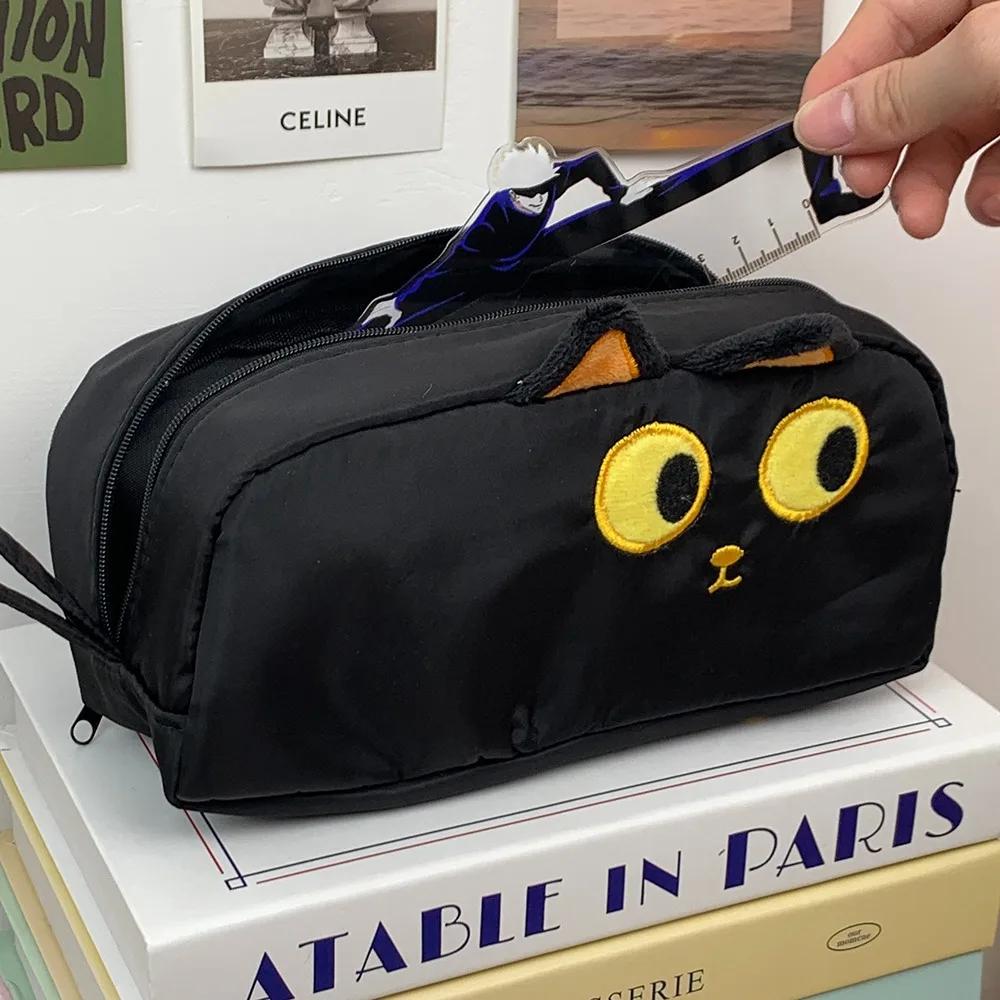 New Durable High Quality Capybara/Black Cat/Siamese Cat Pen Bag Large Capacity Portable Stationery Bag Pencil Box Student Gift