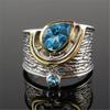 Ethnic Style Blue Rhinestone Zircon Ring – Fashionable Ladies' Accessory