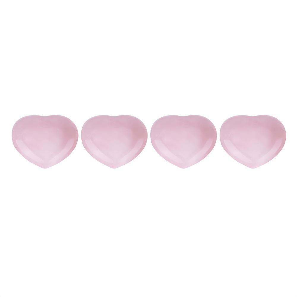 4pcs Carved Heart Palm Stone Polished Finish Rose Quartz Stone Crystals Worry Stone Stress Relief