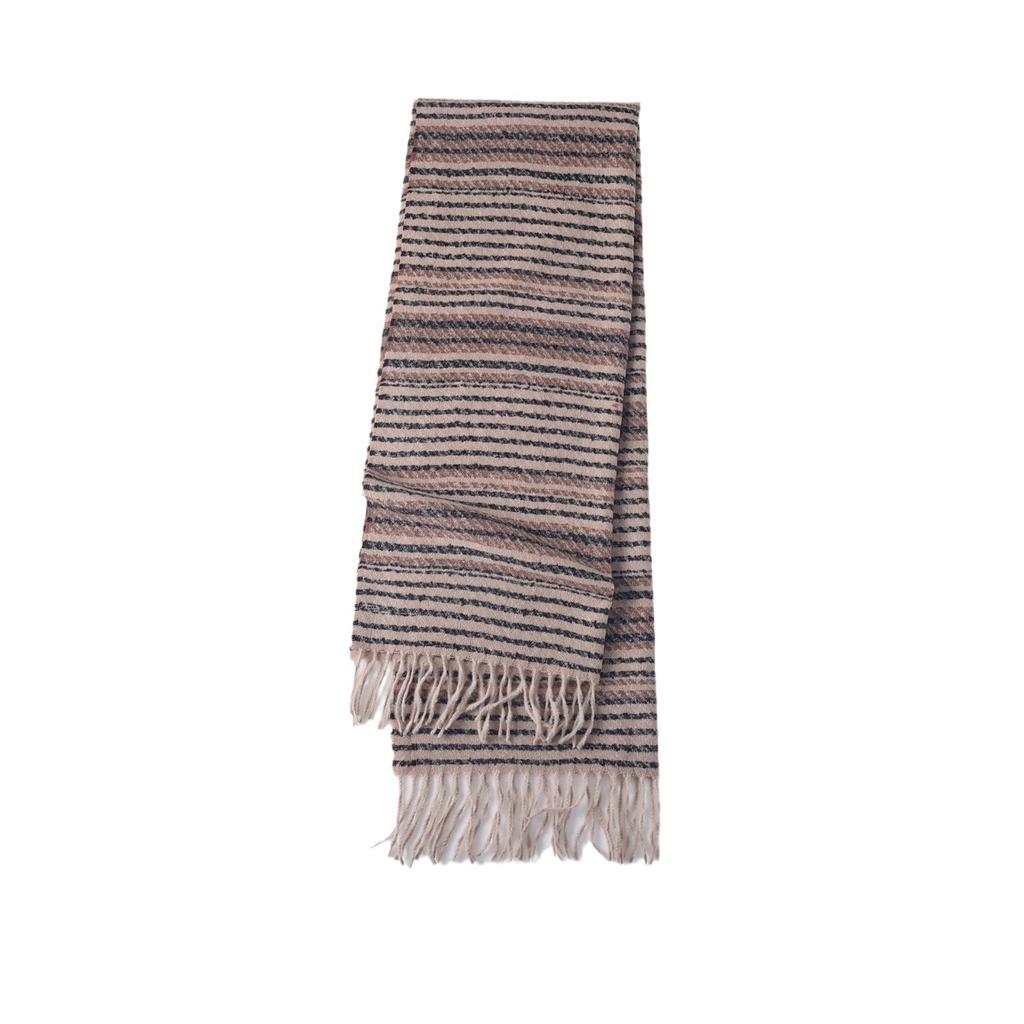 Retro design striped color matching scarf, high-end trend fashion women's imitation cashmere warm scarf