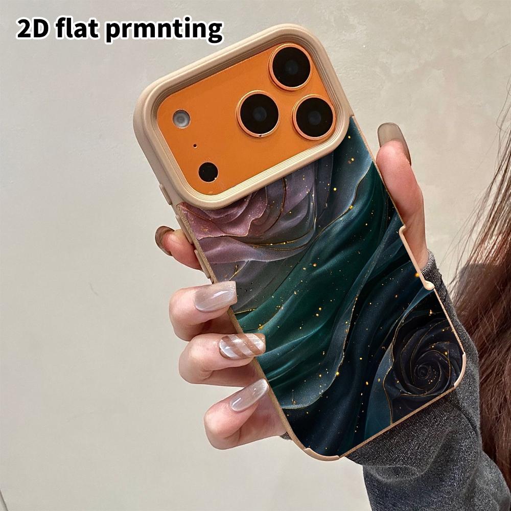 Phone Case: 2D flat lambskin suitable for iPhone 18 17 16 15 14 13 Pro film protective case, navy rose, Christmas and Halloween gift