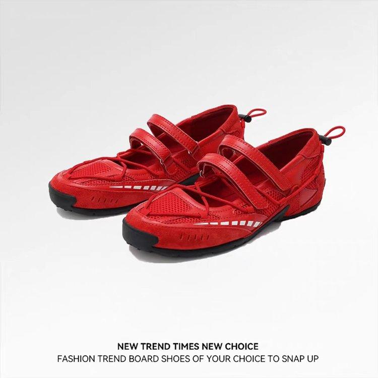 

Leather casual mesh shoes women s 2025 summer new non-slip Velcro thin breathable shallow mouth Mary Jane single shoes 35