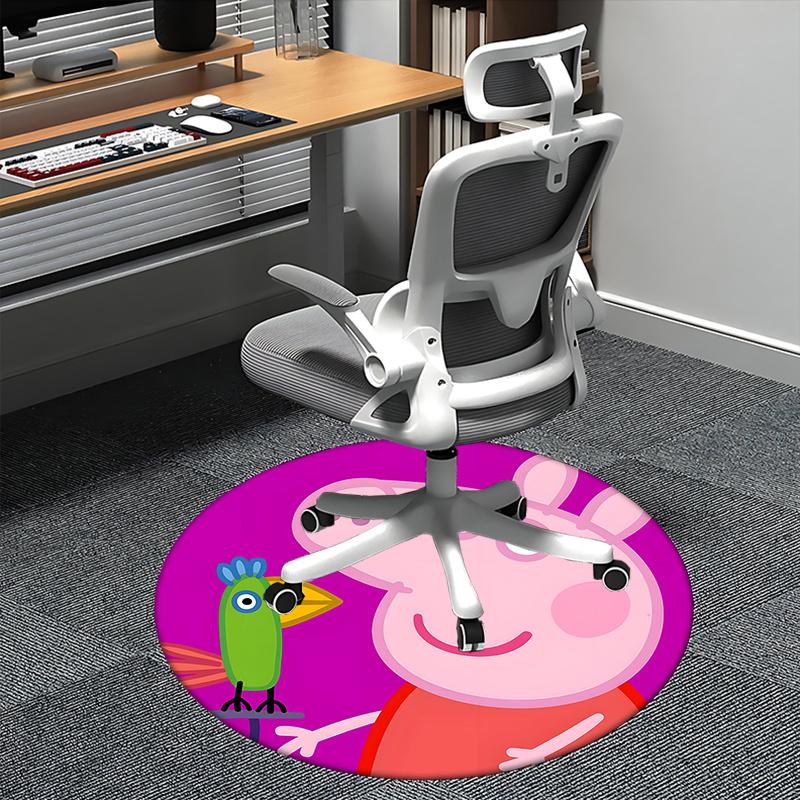 Свинка Пеппа, Коврик под стул с птичкой, Круглый ковер, Ковер для офиса, Можно стирать в машине, Нескользящий, Подходит для гостиных, спален 80cm