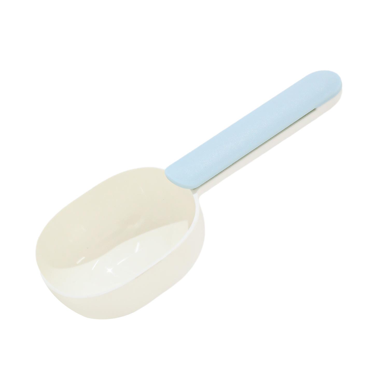 

Spell color ribbon clip handle plastic pet food spoon pet supplies pet dog food thickened dog food spoon White and blue 20cm