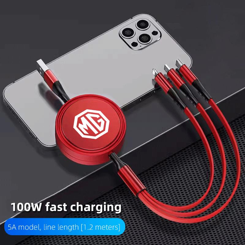 Car Charging Cable 3 In 1 USB Cable For Lightning Type C Micro USB Fast Charging Cable For Morris Garages MG 3 5 6 7 HS ZS GS H