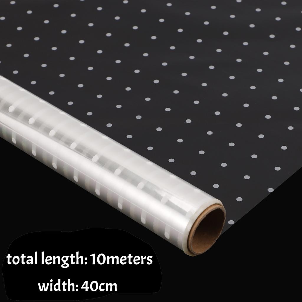 Flower Wrapping Paper Clear White Dot Tissue Multipurpose Waterproof OPP Packing Paper for Festival Gifts Cookie 40cm*10m