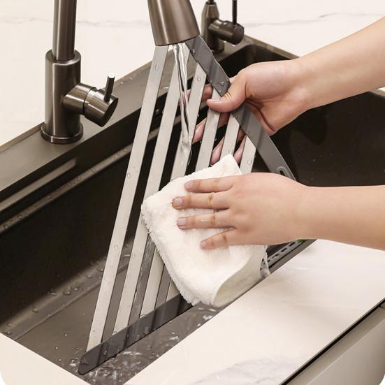 Kitchen Sink Water Filter Rack Stable Triangular Structure Strong Load-bearing Multi-purpose Foldable Sink Storage Rack