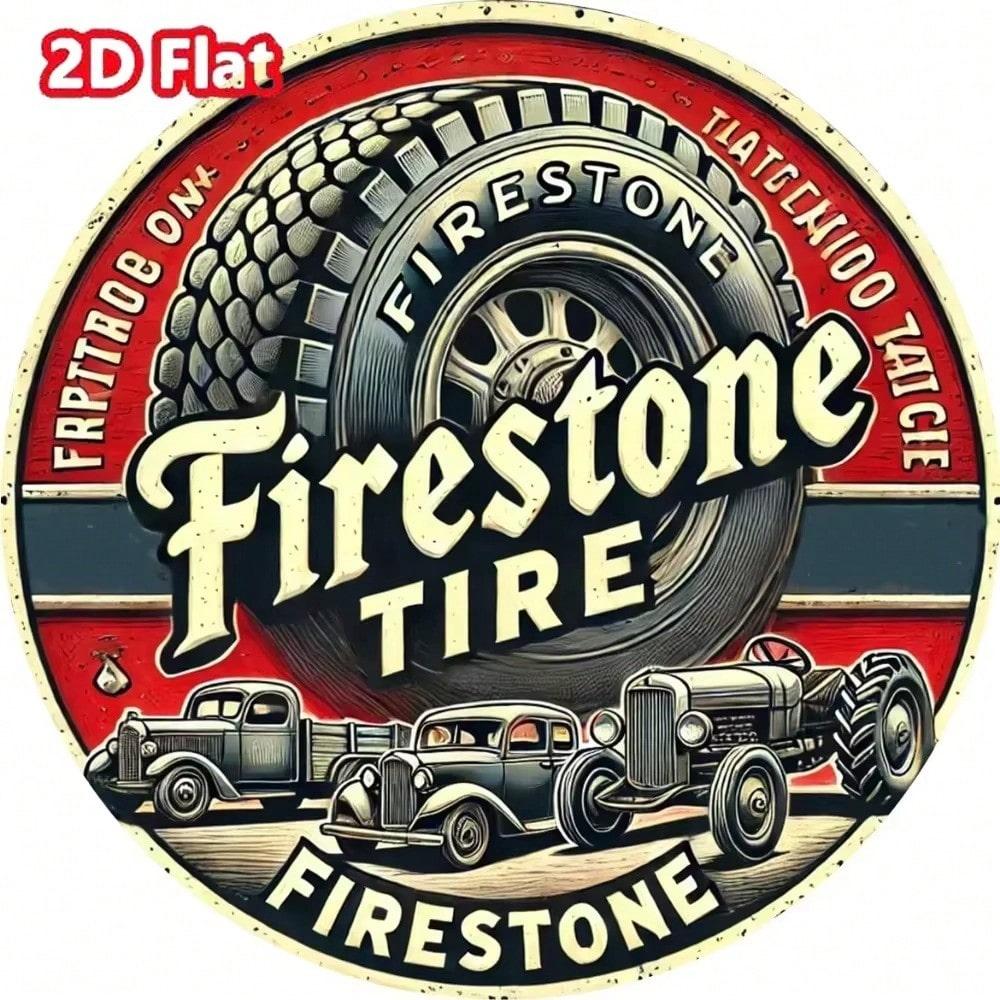 

Retro Firestone Tin Sign. Rustic Aluminum Plaque. Bar Garage Man Cave Wall Decor 20x20 різнокольоровий