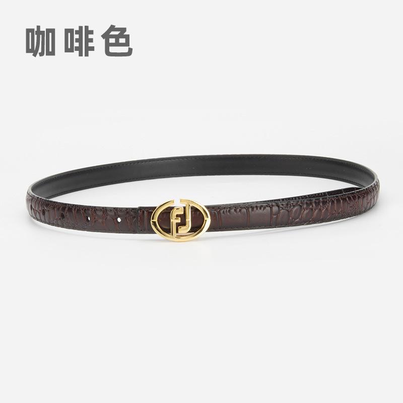 New women's belt leather high-end niche design crocodile pattern versatile decorative jeans belt women