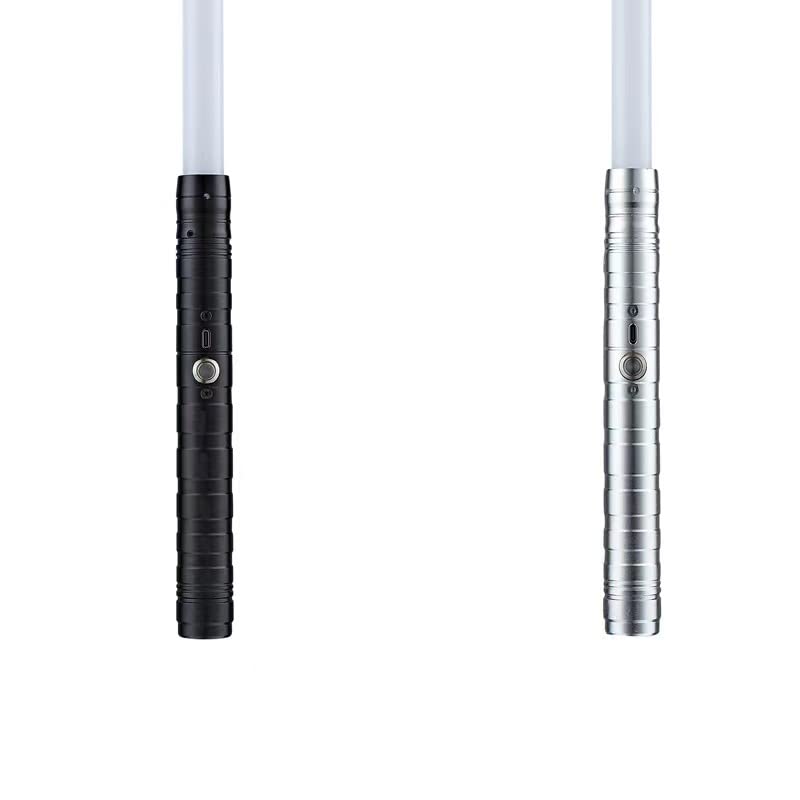 Ms.0 Lightsaber, 15 RGB Colors, Sound, USB Charging, Cosplay Toy, Metal Hilt, Motion Sensor (Silver)