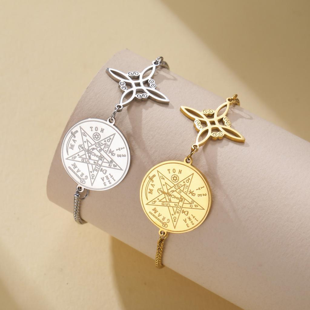 Minimalist Lucky Pentagram Coin Pendant Charm Bracelet Fashion Jewelry