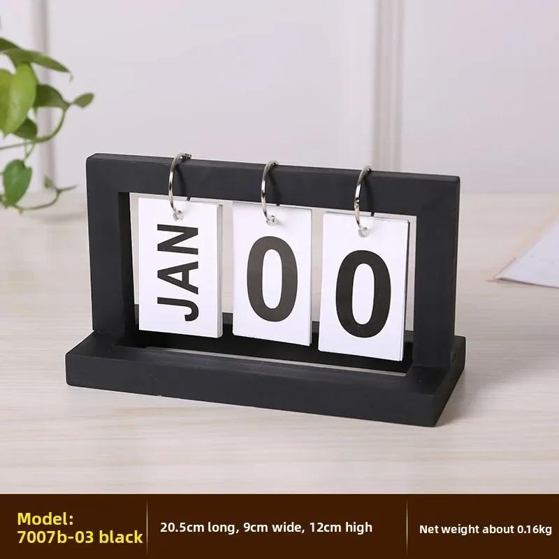 

Wall Calendar Wooden Flip Calendar Perpetual Simple Design Home Study Desktop Photo Props Ornament for Dormitory Wall Calendar чорний
