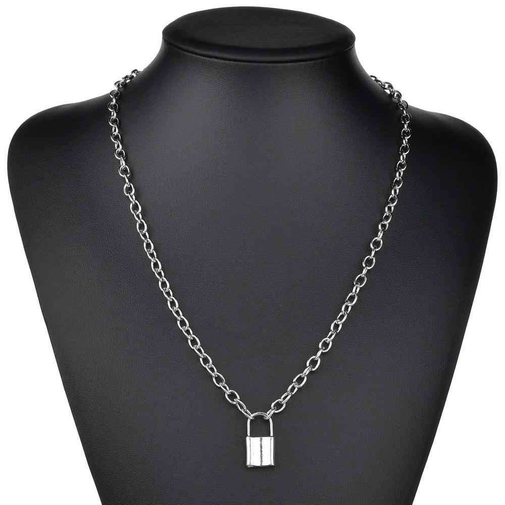 SUMENG 2024 New Fashion Silver Color PadLock Pendant Necklaces Link Chain Lock Femme Collar For Women Men Gifts