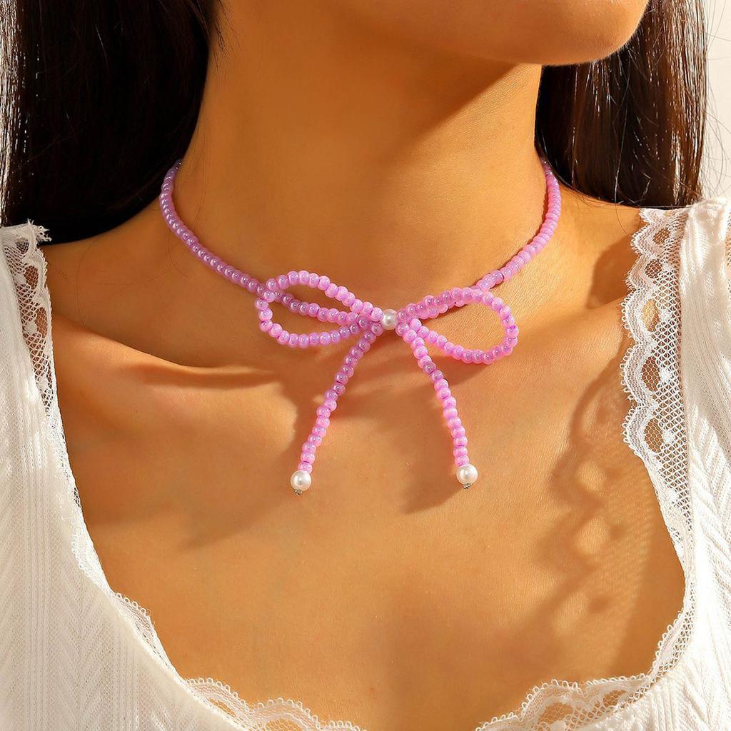 Butterfly Bow Necklace Bowknot Pendant Collarbone Chain Adjustable Length Neckchain Collarbone Chain for Women Girls