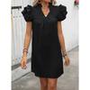 Summer Women's Fashion Standing Collar Solid Colour Dress