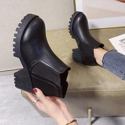 Mode Luxus Damen Frühling und Herbst Neu Koreanische Mode Dicker Absatz Hoher Absatz Stiefel Runde Zehenpartie Lässig Bequem Schwarz Kurze Stiefel