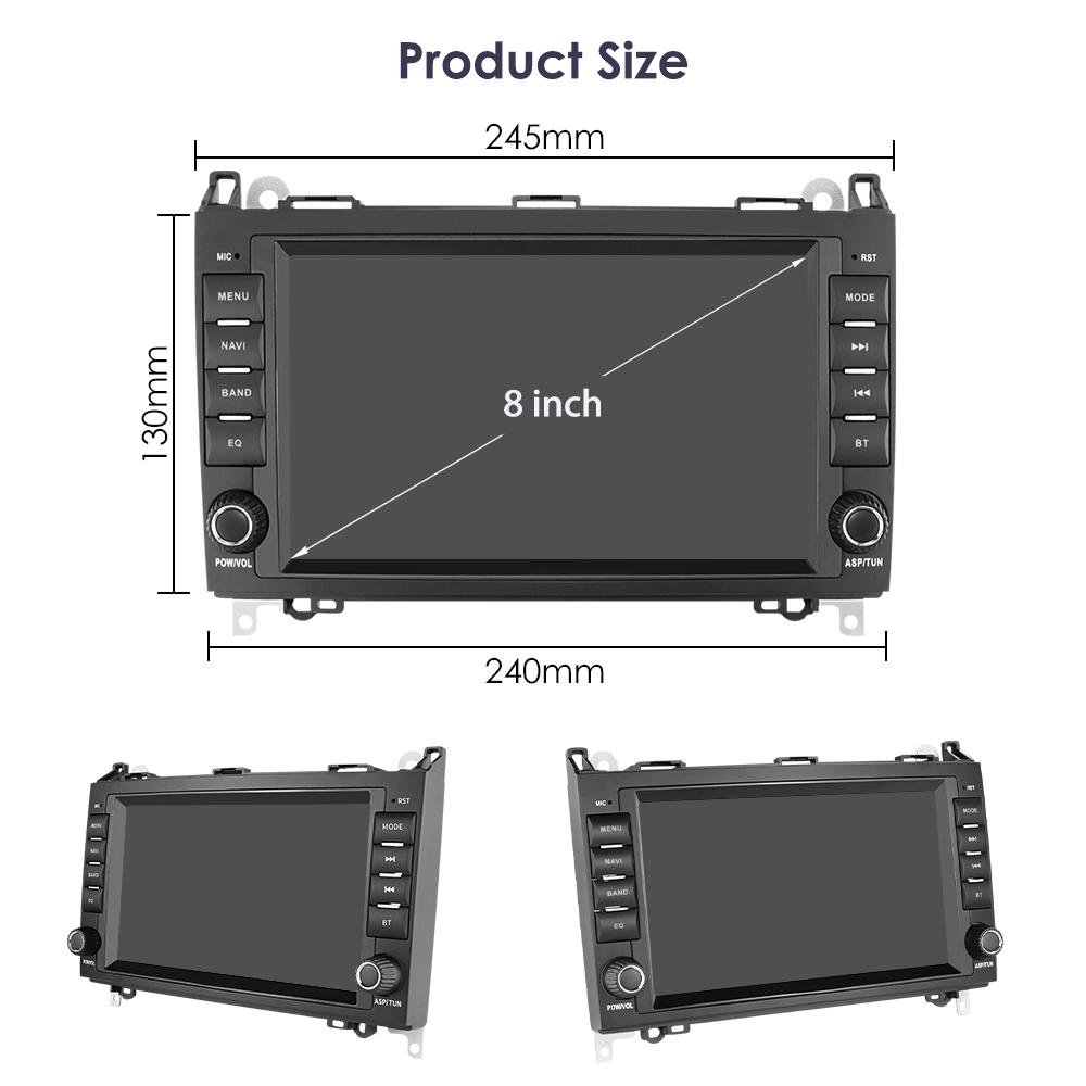 OSSURET 8" Bilradio for Mercedes Benz W169 W245 B200 W906 Sprinter W639 Vito Trådløs CarPlay Android Auto 4G DSP RDS 2din DVD Intelligent Skjerm