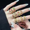 Gold Ethnic Style Retro Color Enamel Dripping Open Ring Fashion Pattern Medieval Exquisite High-End Ring