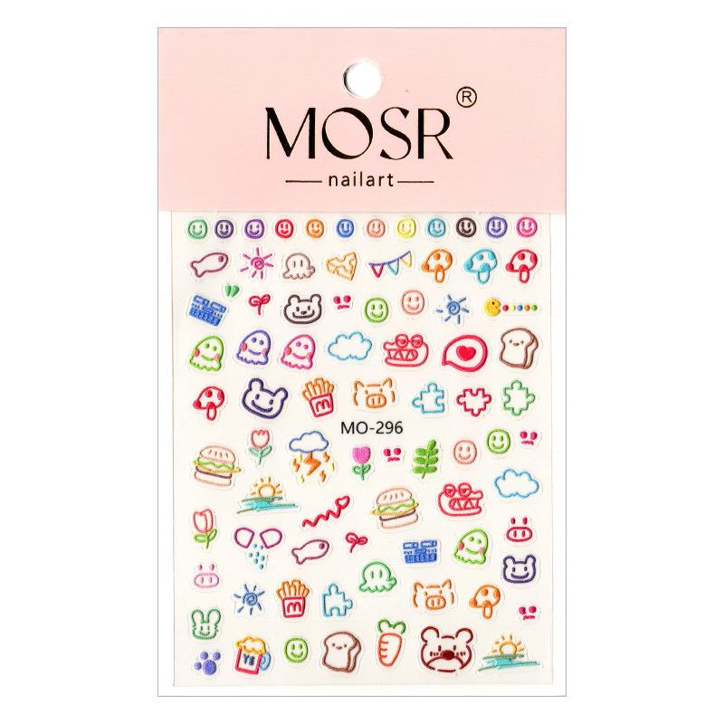 Nail Art Stickers: Sweet Graffiti Lines, Cute Patterns & Heart Decals