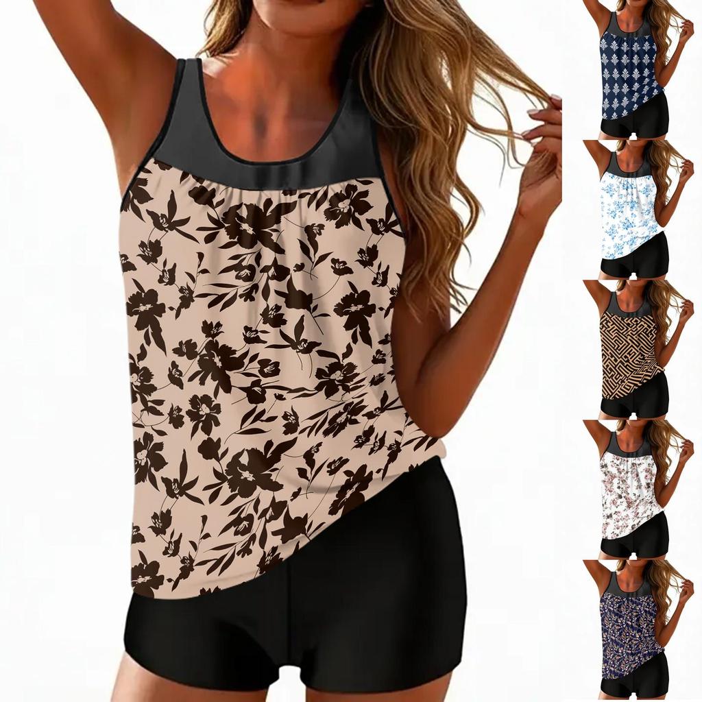 Women's Bohemian Print Split Swimsuit Sport Swimsuit