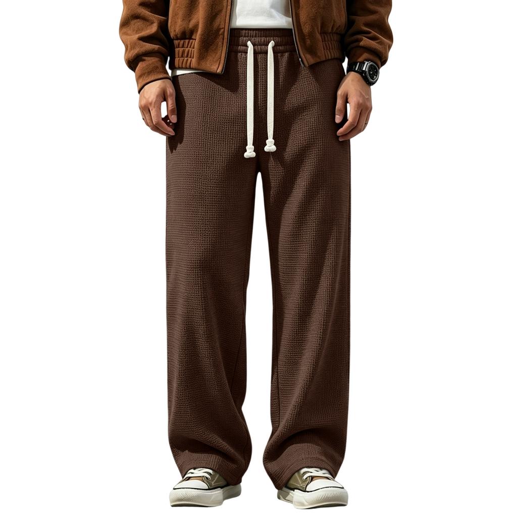 Men's Knit Relaxed Fit Straight Leg Casual Sweatpants with Drawstring Elastic Waist for Everyday Wear