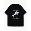 Oversized T Shirt Dress Black Horse And Rider Graphic With Custom Names For Equestrian Fans