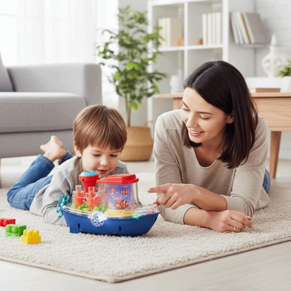 Sound Light Toy Electric Moving Boat Toy Plastic Musical Ship Toy  Kids Gift