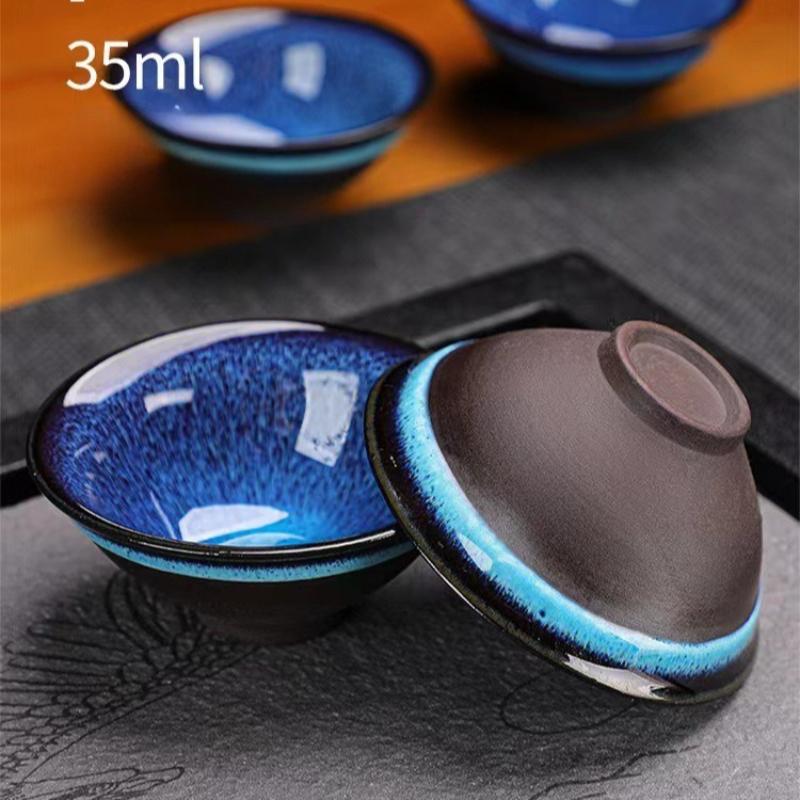 Keramik-Teekanne und Tassen-Set, Teegeschirr, Kung-Fu-Tee-Set, Jun-Ofenwechsel-Teekanne und Teetasse, alluviales Gold, chinesisches Tee-Set, Tasse