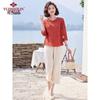 Yu Zhaolin Elderly Women's Summer Two-Piece 3/4 Sleeve T-Shirt Set
