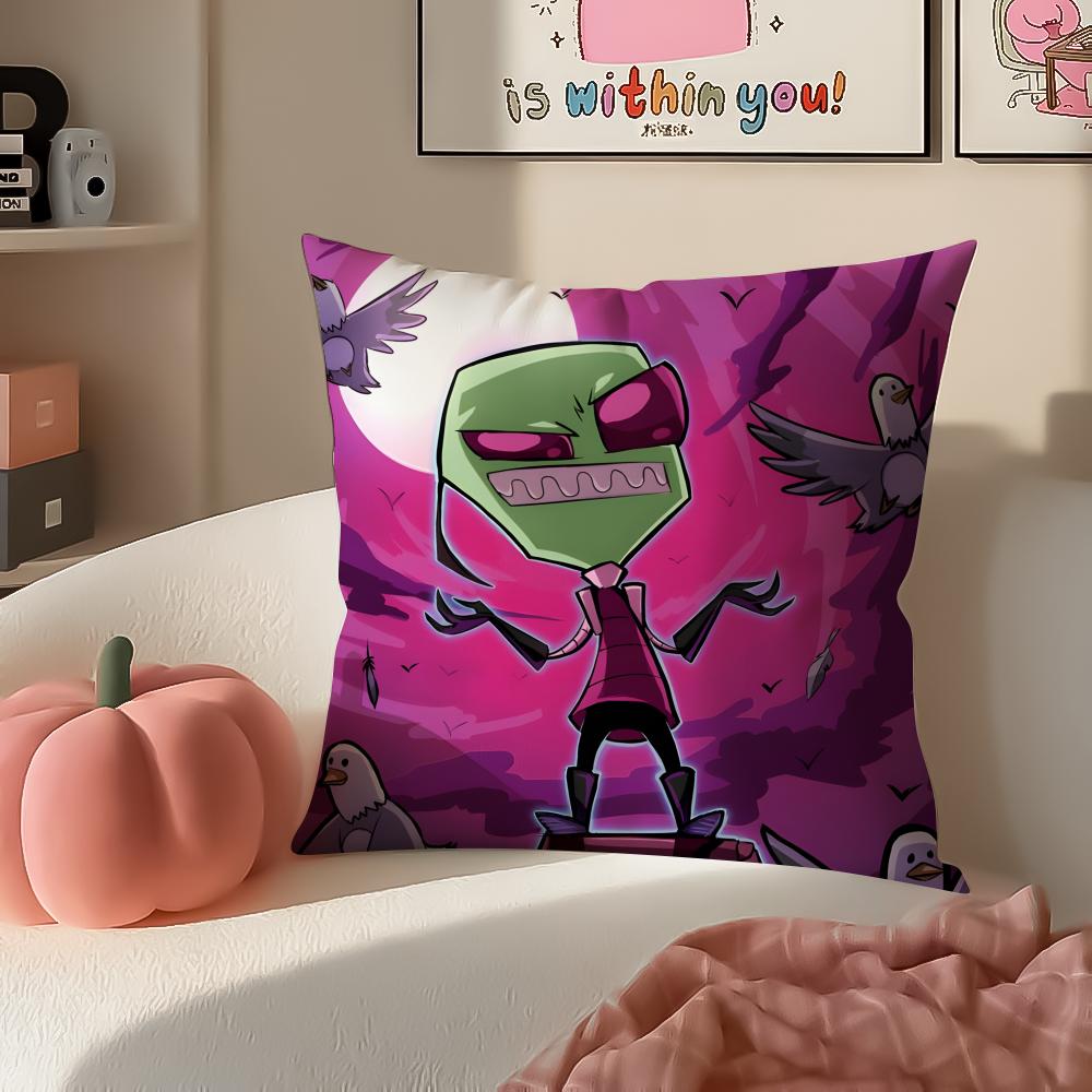 Weird Wacky Absurd Animated Series IInvader Zim Cushion Cover Pillowcase Short Plush Invisible Zipper Room Sofa Cushion Cover