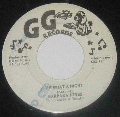 Disque 7 pouces BARBARA JONES / G.G. ALLSTARS - Oh What A Night / Part Two Dub AUCUN GG's Records Jamaïque Reggae, Ska & Dub Occasion