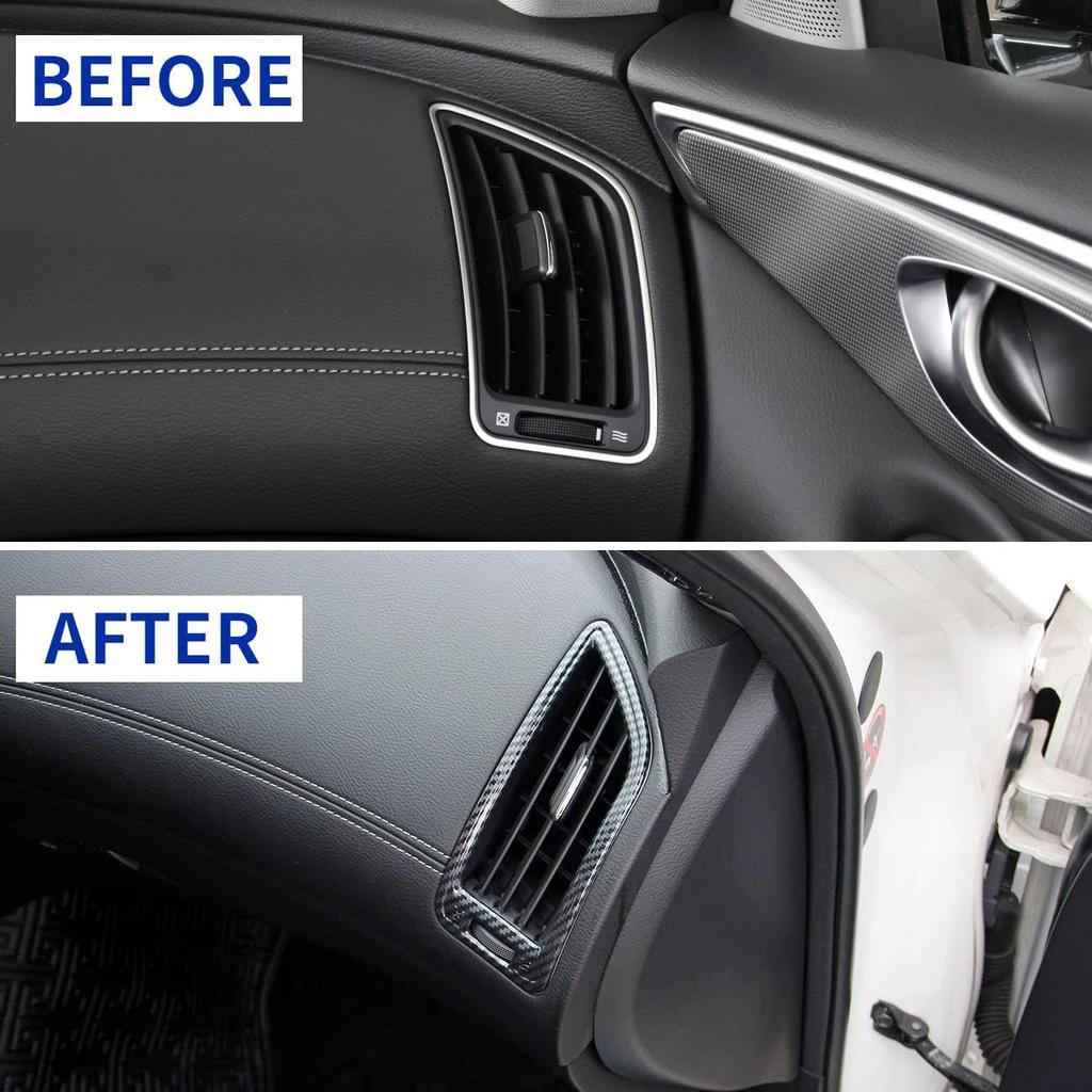 Dashboard Side Air Vent AC Outlet Cover Trim for Infiniti Q50 2014-2024 Q60 2017-2022 (Carbon Fiber Pattern)