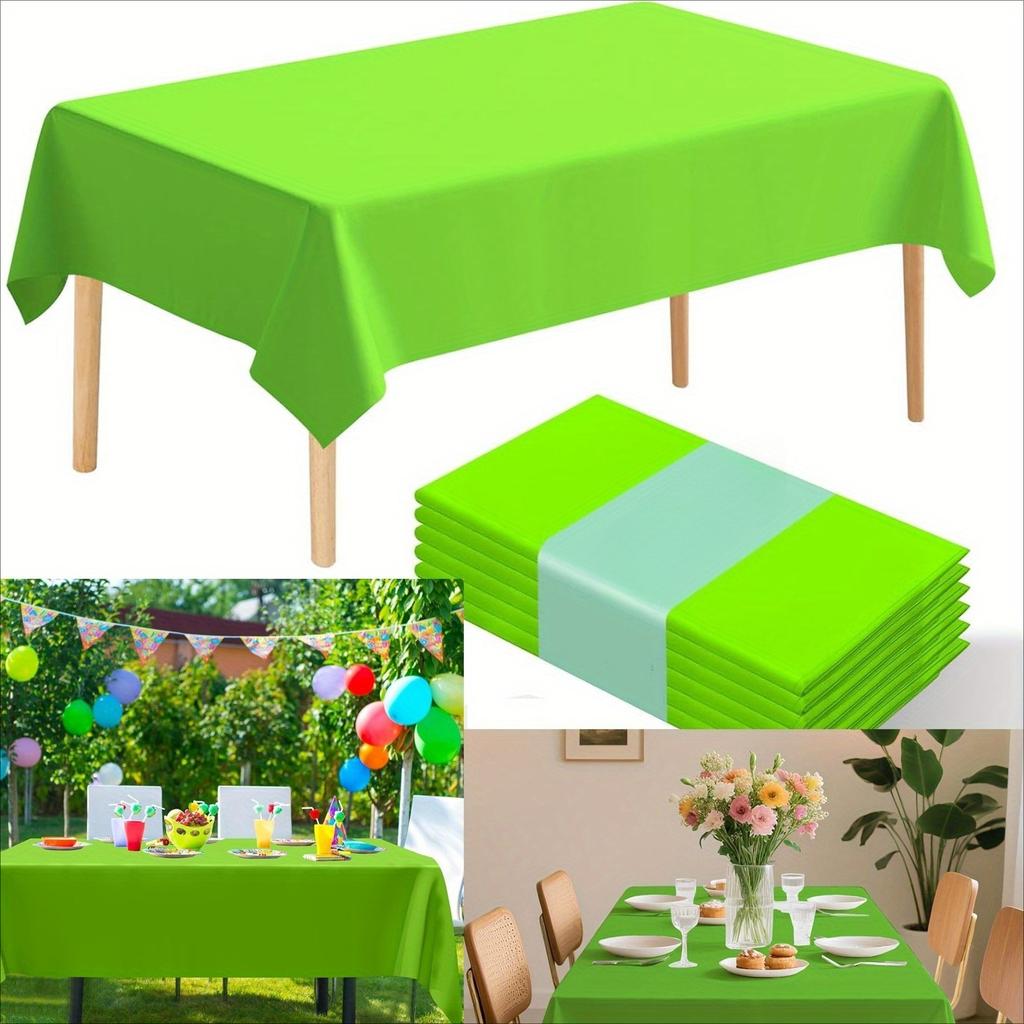 12 Colors Available Solid PEVA Anti-Wrinkle Disposable Rectangular Tablecloth, Suitable for Indoor And Outdoor Parties, Picnics, Birthdays, Weddings