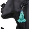 Women Teens Ethnic Bohemian Exaggerated Tassels Dangle Rhinestone Earrings Handmade Eardrop