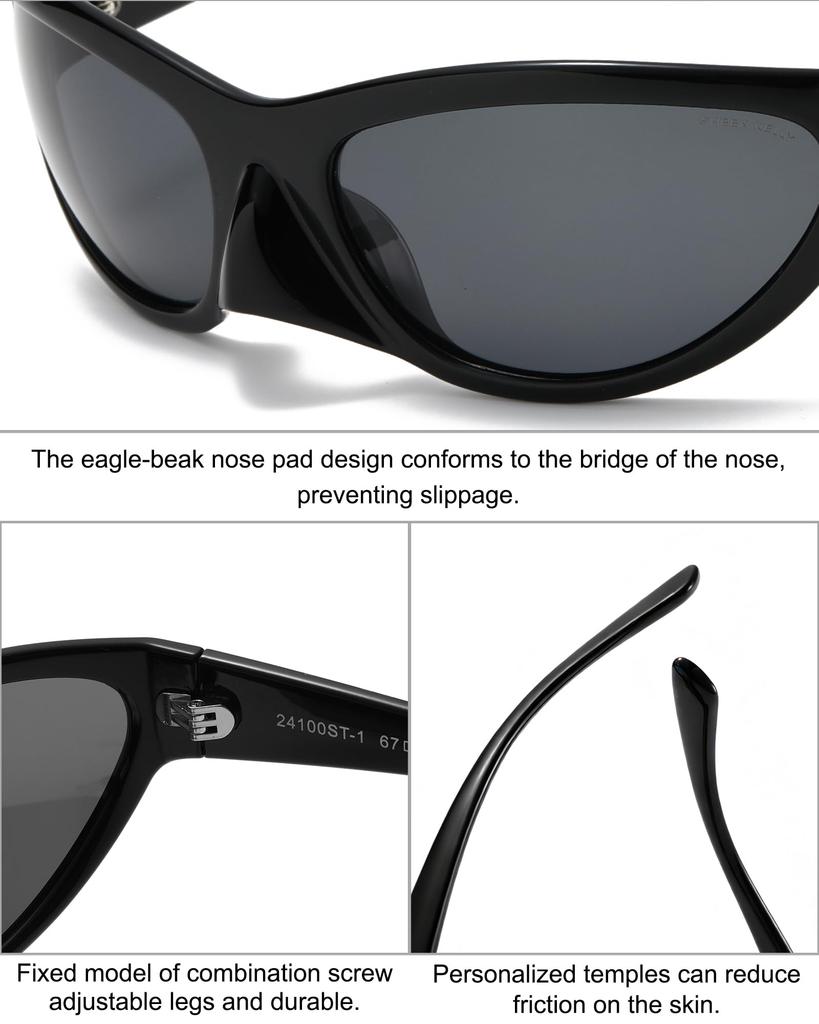 Polarized TR90 Sport Sunglasses for Men and Women Trendy Oval Mirror Cycling Futuristic Eyewear [SHEEN KELLY] Wrap-Around -