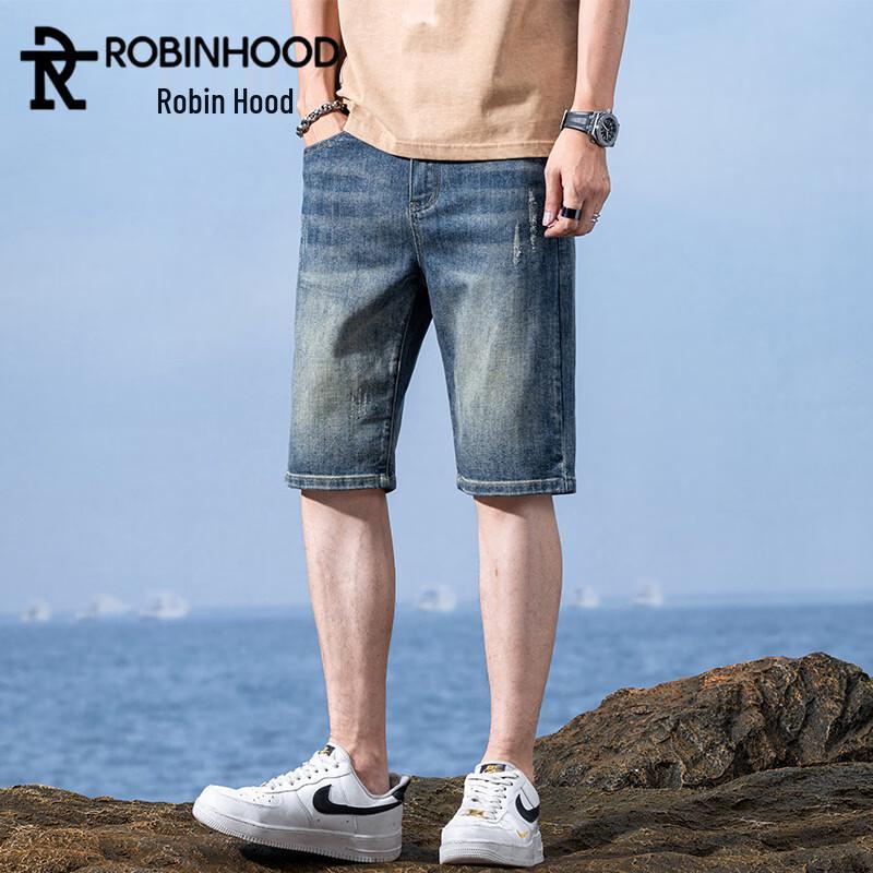 

ROBINHOOD Men s Loose Fit Casual Denim Mid-Length Shorts 38