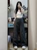 Women's High-Waist Gray Wide-Leg Jeans - Summer Retro Slimming Straight-Leg Pants