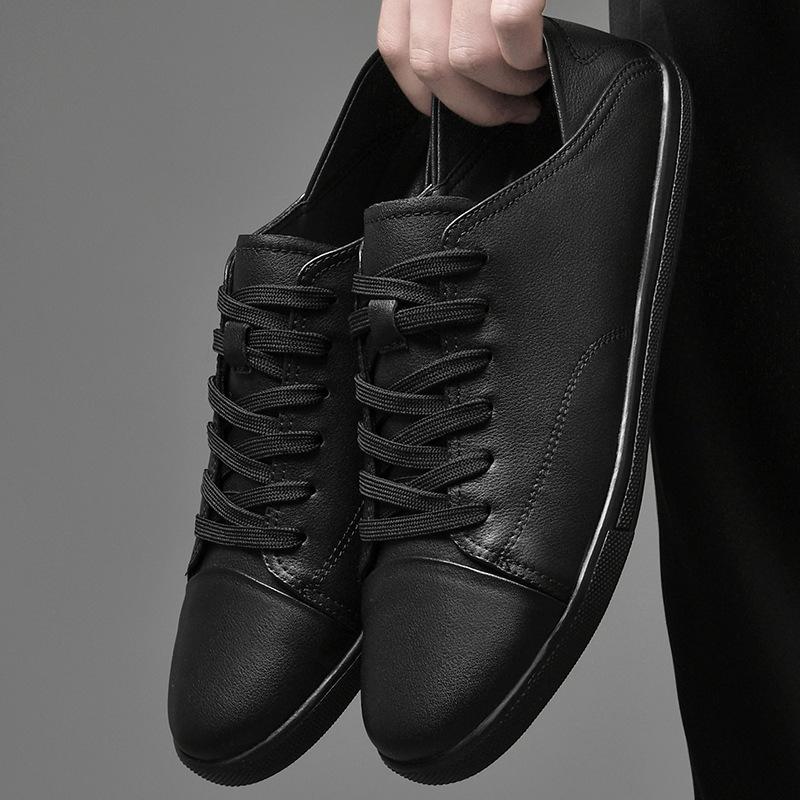 

Двухслойная коровья кожа маленькие белые туфли женские балетки 2025 весна и лето дышащие новые студенческие универсальные повседневные спортивные кеды 46 чёрный