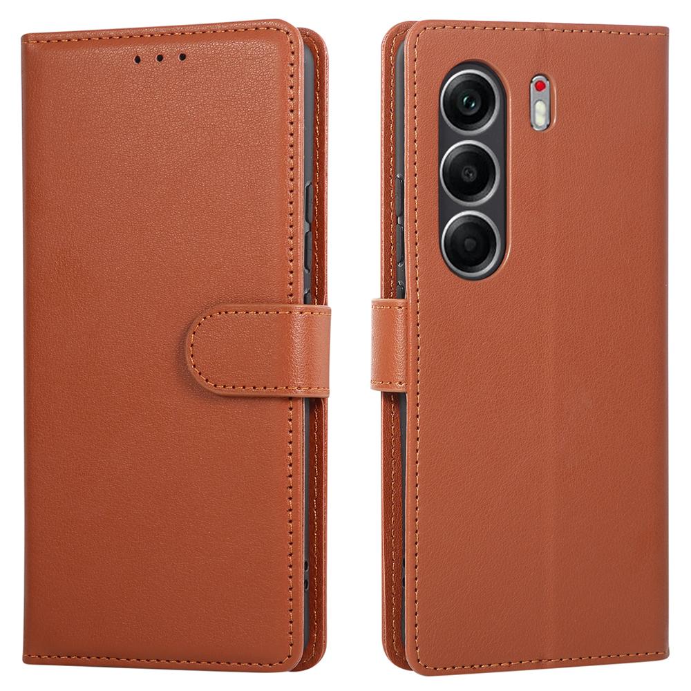 

Для TECNO Camon 40 4G Чехол Кошелек Подставка Вид PU Кожа Чехол для телефона с ремешком на запястье Brown